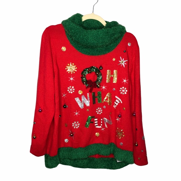 Holiday Time Sweaters - Holiday Time Red Ugly Christmas Sweater Size XXL